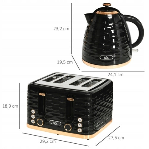 Toaster and kettle set in black Brand no brand