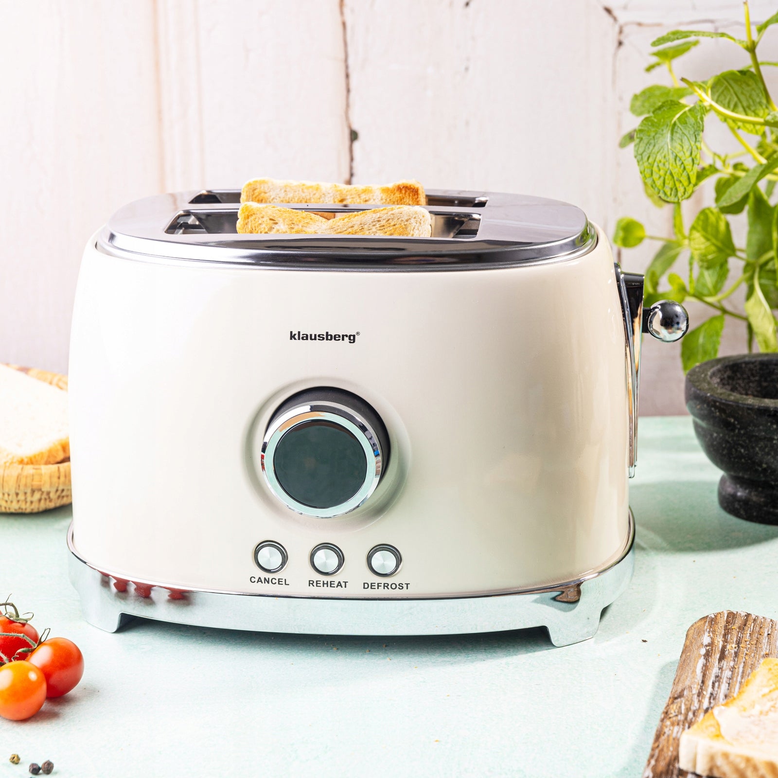Toaster for 2 LED slices 850W defrosting Toast toaster KLAUSBERG KB-9026 Power rating 850 W
