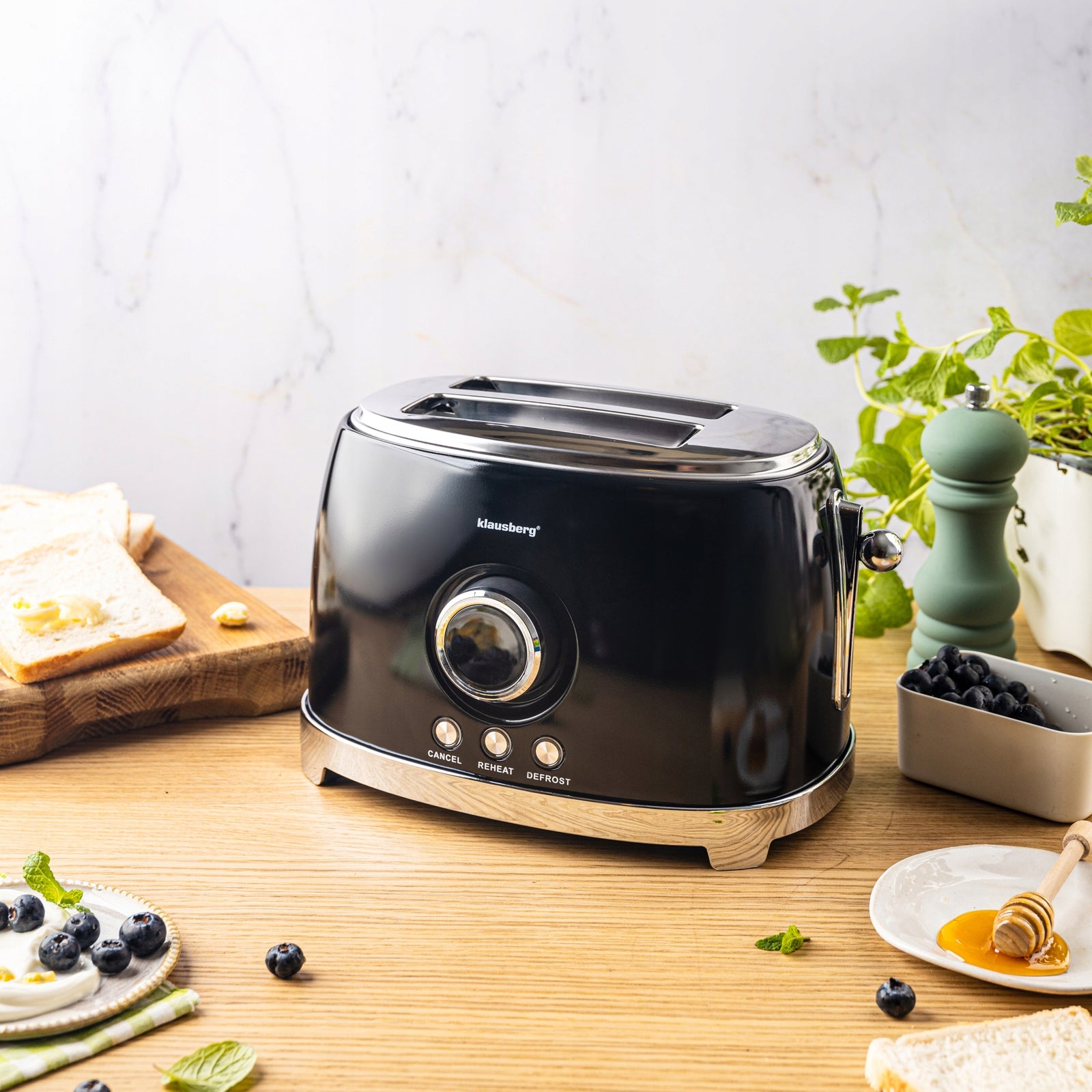 Toaster for 2 slices KLAUSBERG KB-9025 LED 850W defrosting Toast Toaster Packaging status original