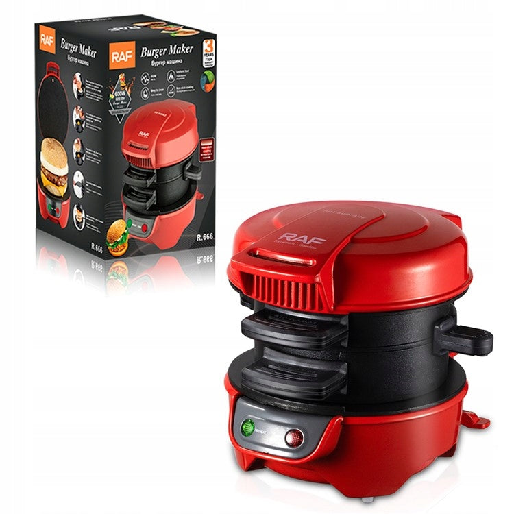 Toaster for sandwiches and burgers 600W red metal with thermoregulation