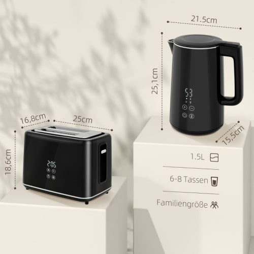 Toaster set, kettle 1,5 L, black Brand no brand