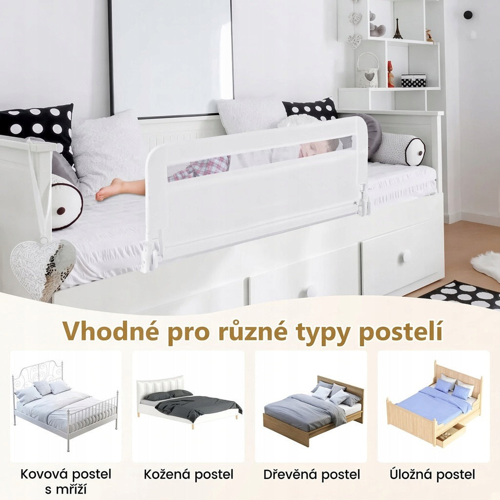 Toddler bed rail BS10047WH, 100 x 42 cm, foldable, white Number of pieces 1 pcs