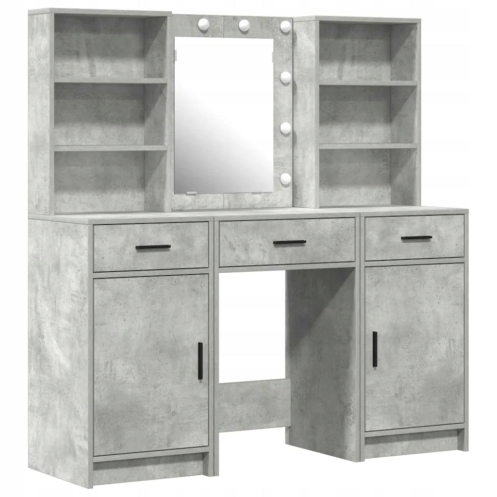 Toilet Set with LED Drawer with Shelf 3 Pcs Concrete Grey