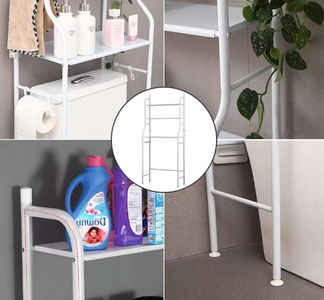 Toilet Washing Machine Rack Bathroom 3 Shelves White Metal Organizer D41 Packaging status original
