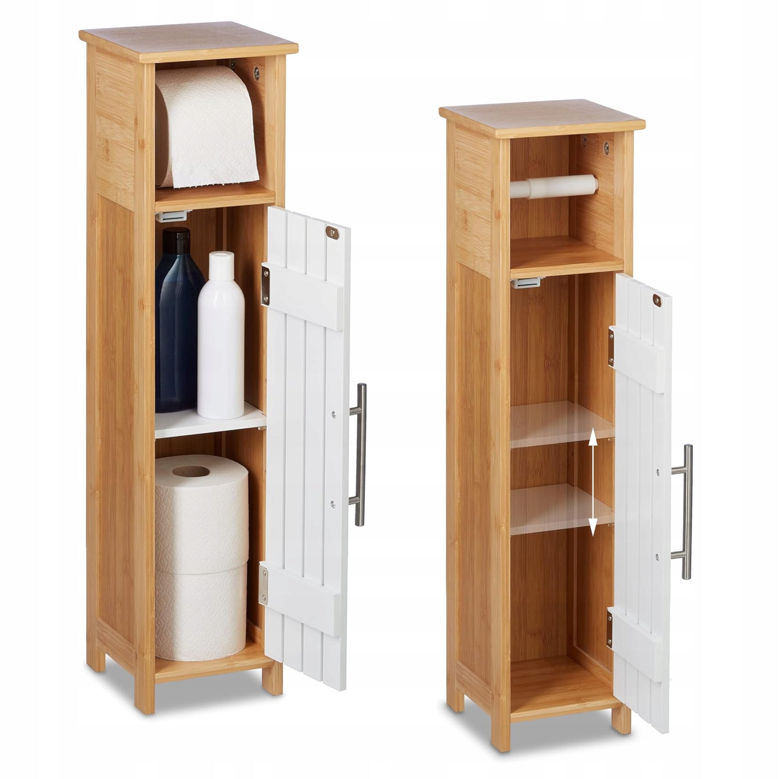 Toilet paper stand cabinet 71x18x20 cm bamboo white modern