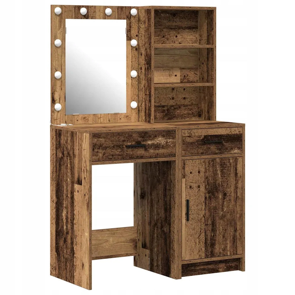 Toilet set with LED drawer with shelf 2 pcs Old wood