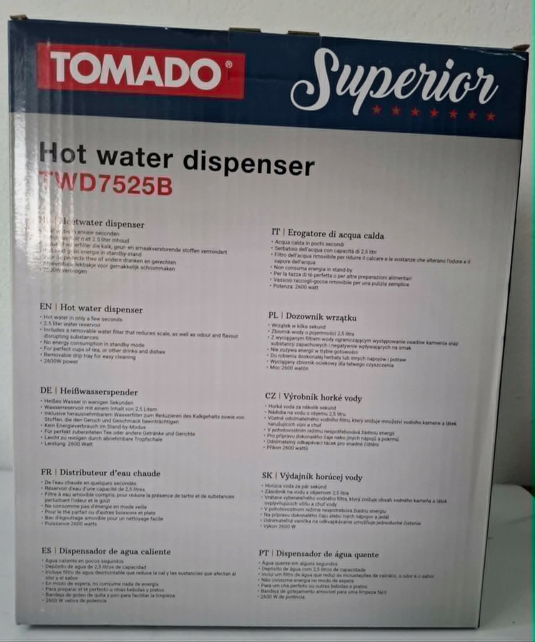 Tomado Superior TWD7525B Hot Water Maker – Black (2,5L, 2600W) Brand no brand