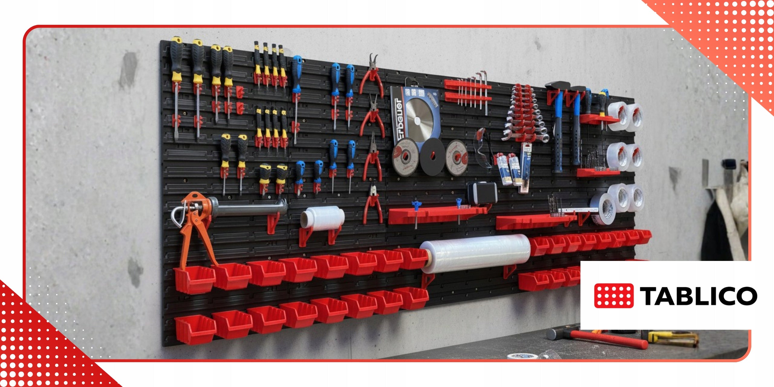 Tool Board Workshop Wall Tool Organizer with Cuvettes Kind pegboard