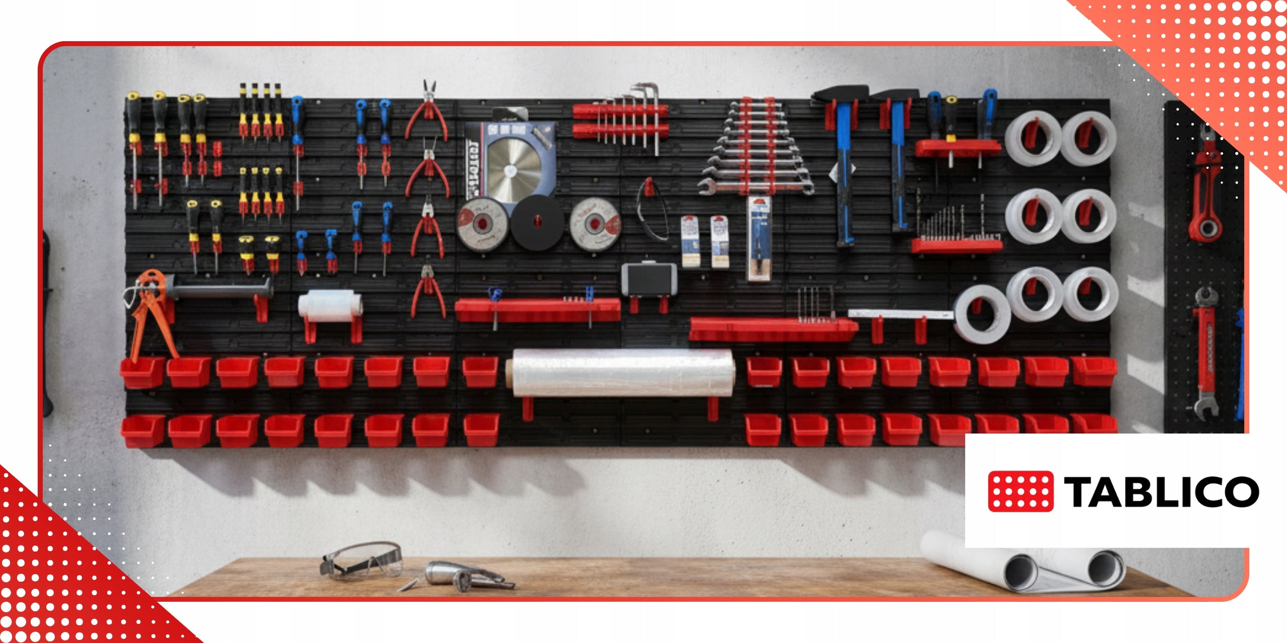 Tool Board Workshop Wall Tool Organizer with Cuvettes Product height 0 cm