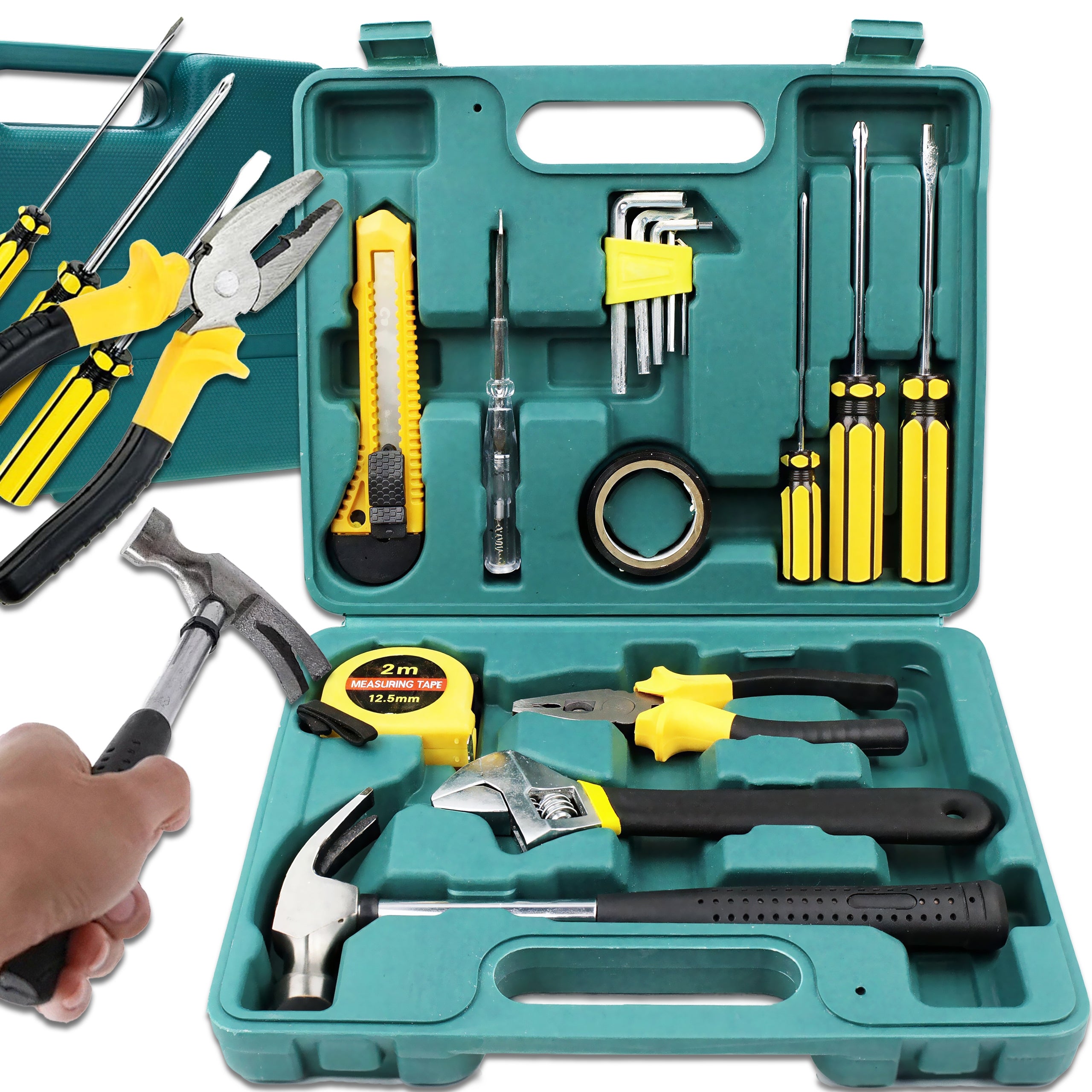 Tool Set 16 Elements Home Complete Screwdrivers Hammer Suitcase