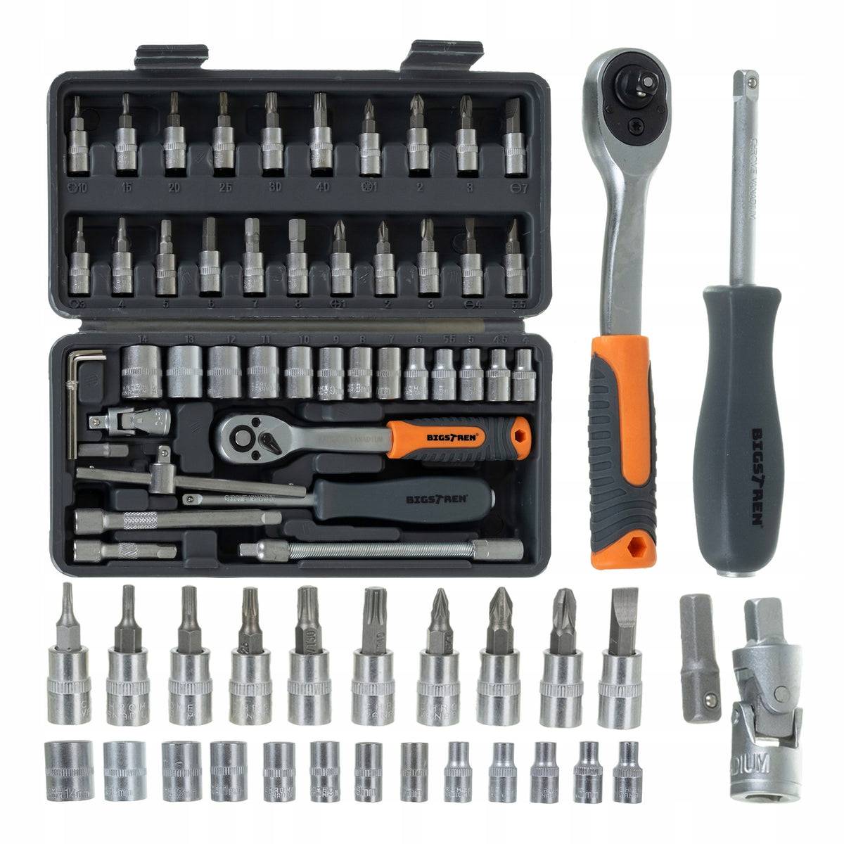 Tool Set Bigstren 46 el Tool Case Socket Wrenches 1/4 TORX