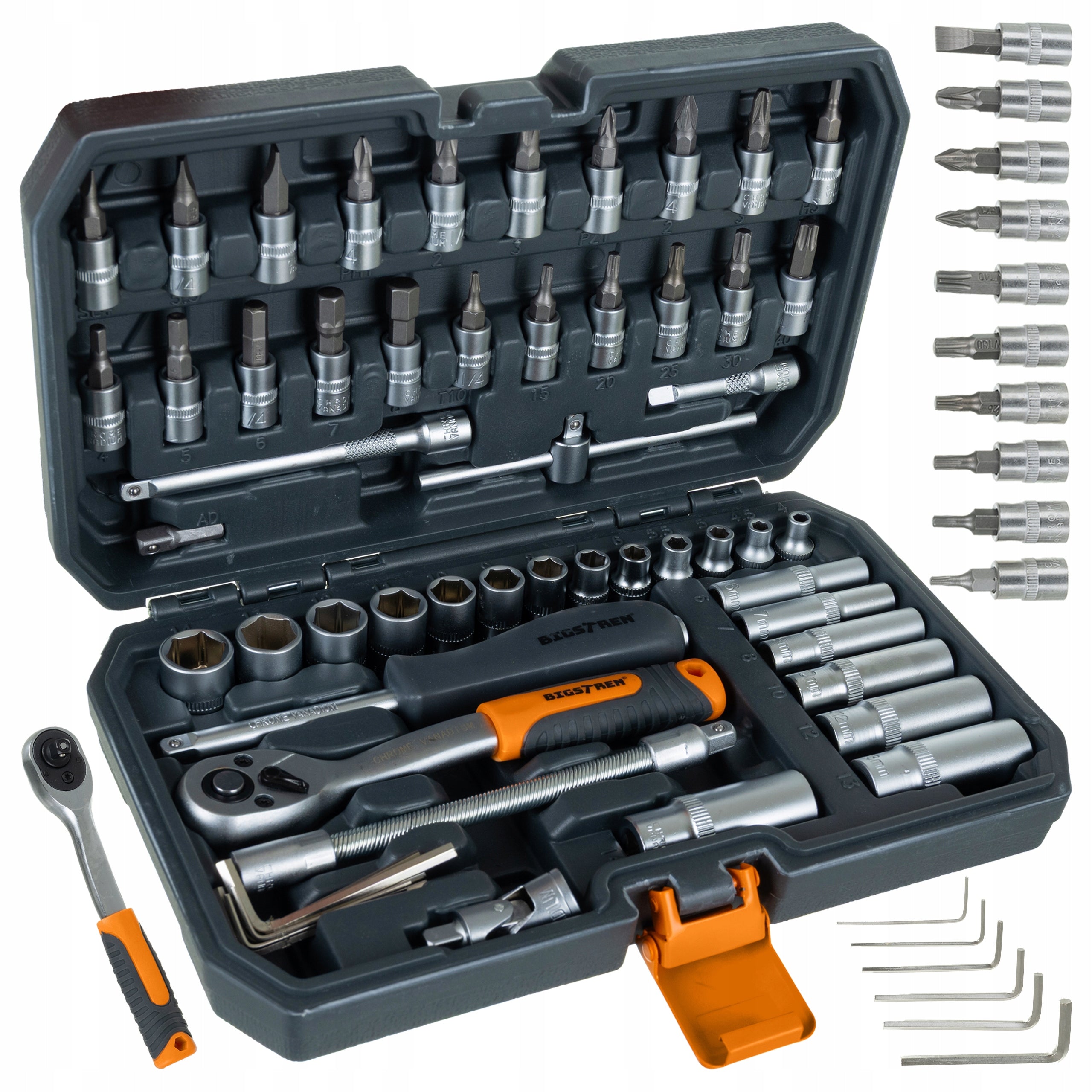 Tool Set Bigstren Tool Case 56 el. 1/4" Socket Wrenches