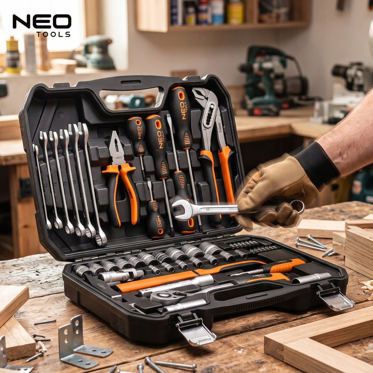 Tool Set Universal Suitcase 56 el. Socket Wrenches NEO TOOLS Brand NEO TOOLS