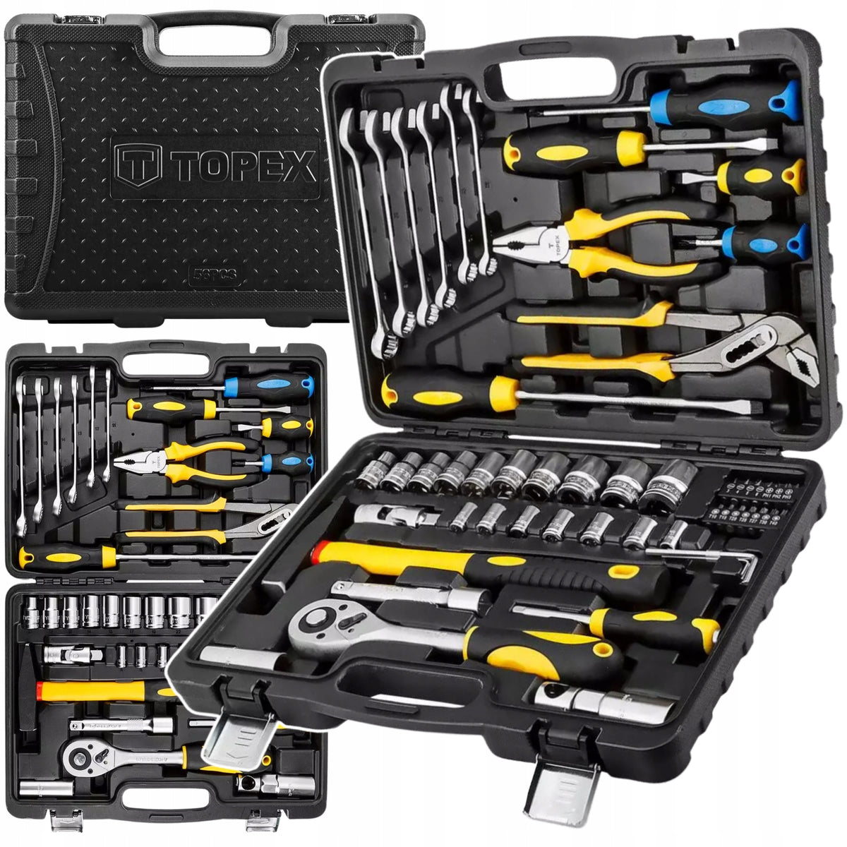 Tool Set Universal Suitcase 56 el. Socket Wrenches TOPEX