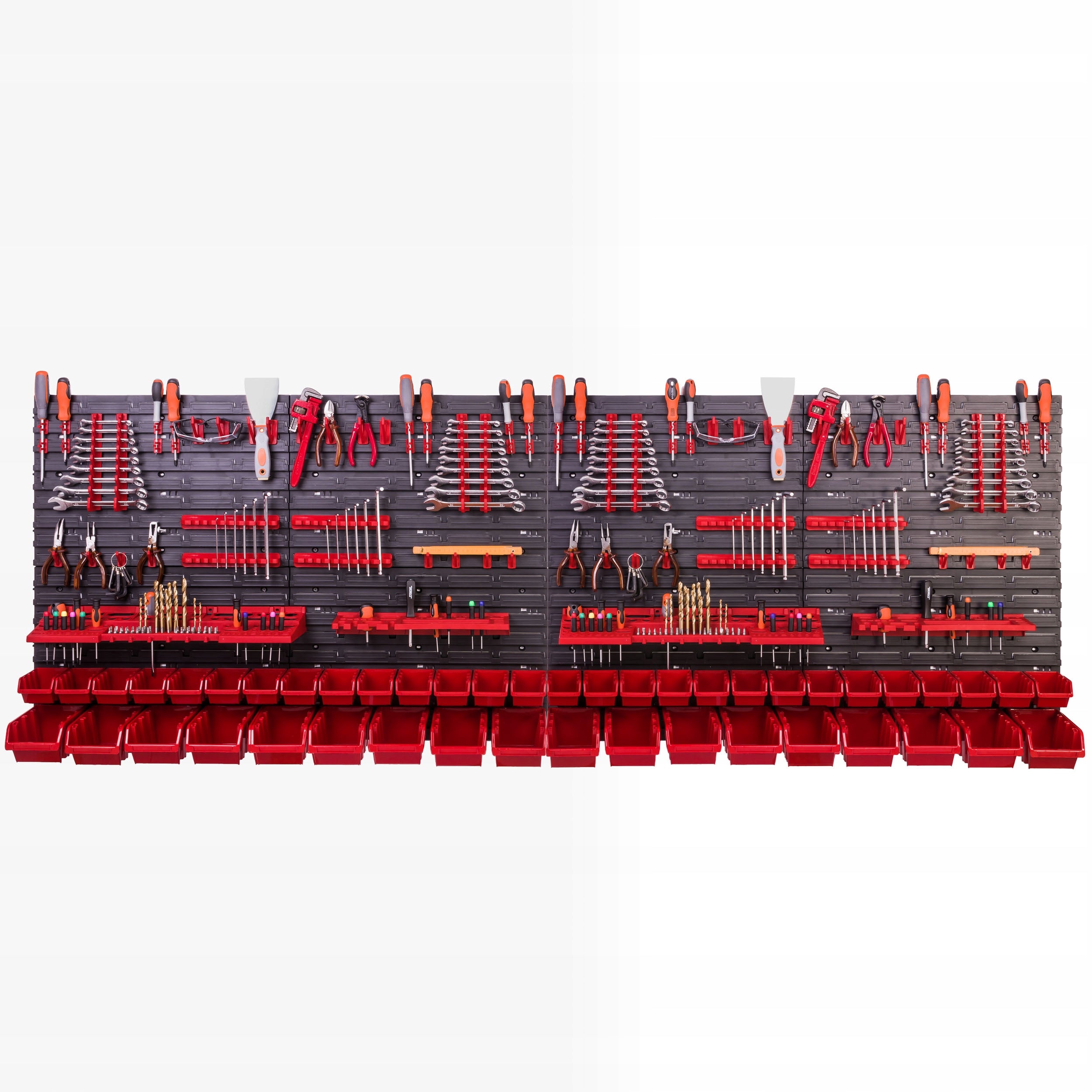 Tool board 46 cuvettes hooks handles 230x78 cm wall workshop Color red