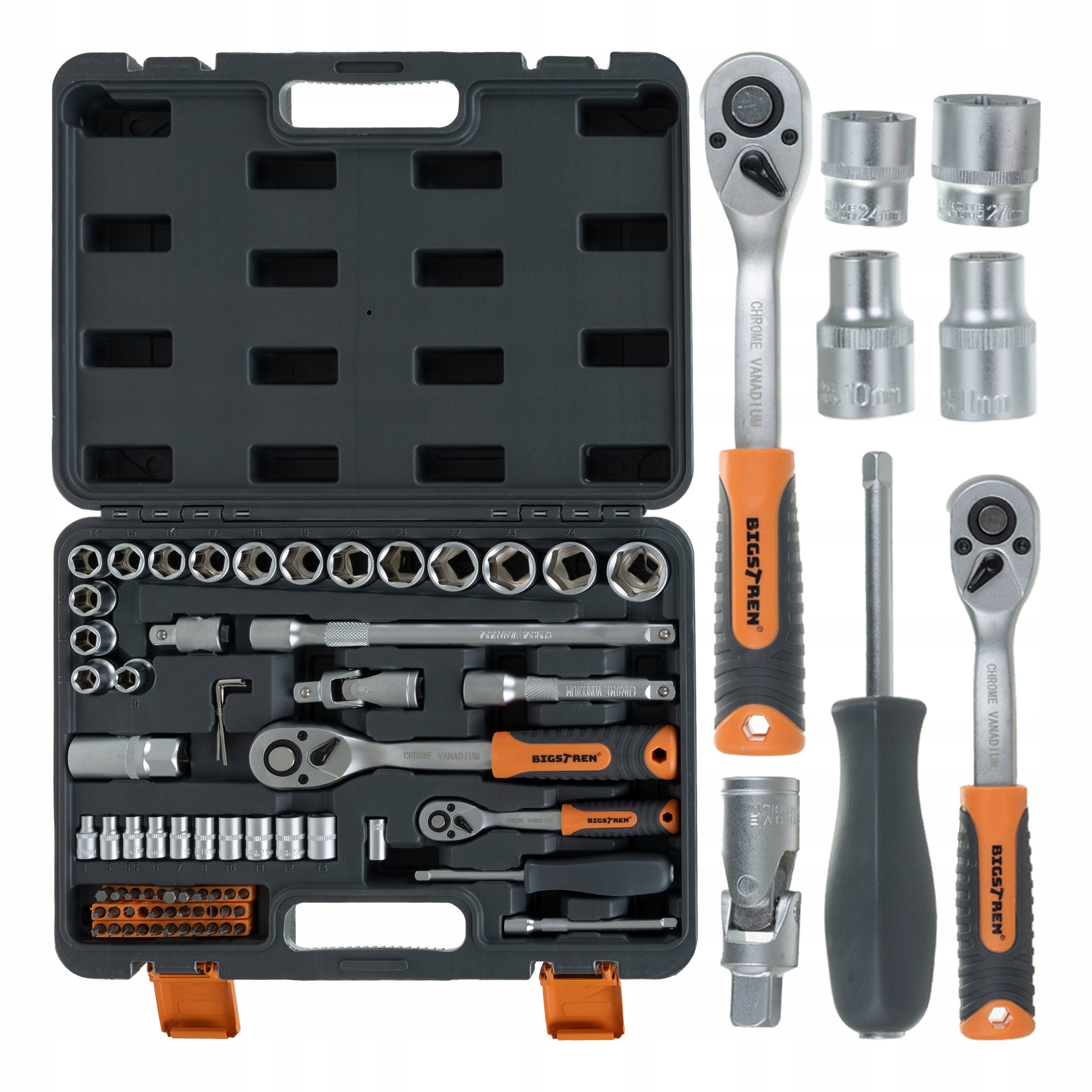 Tool set socket wrenches 1/2 1/4 ratchet 72el suitcase BIGSTREN Manufacturer code 26846