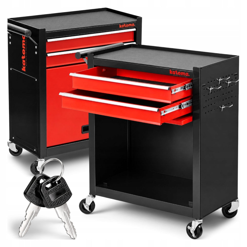 Tool trolley Katoma KAT3 red with 2 drawers lock and brake
