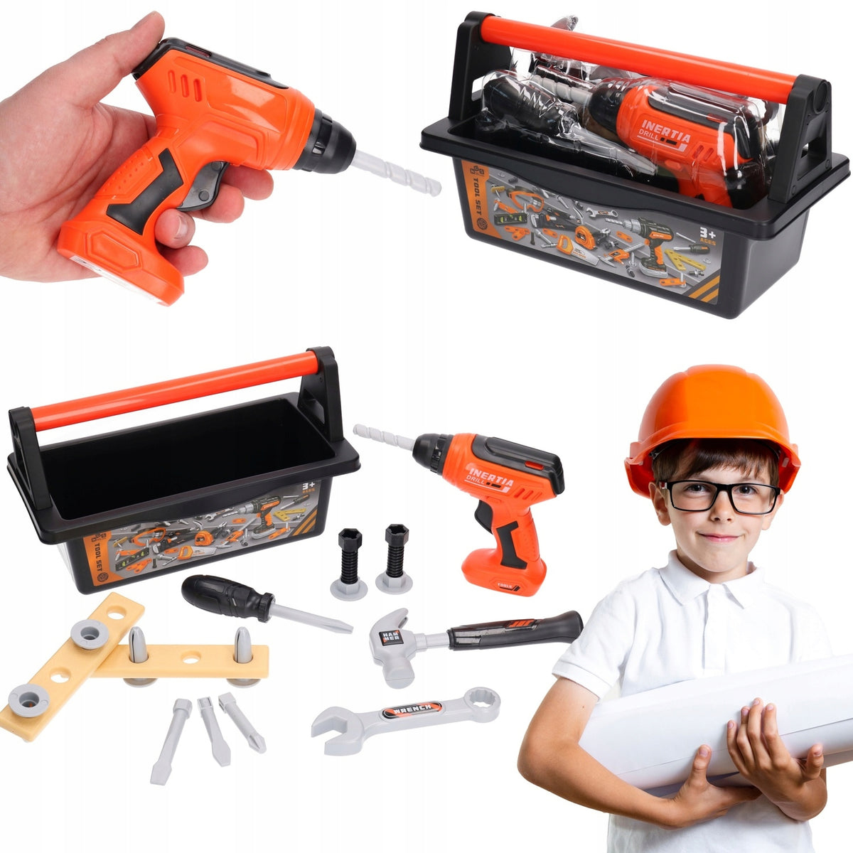 Tools set in box, drill other tools 5184