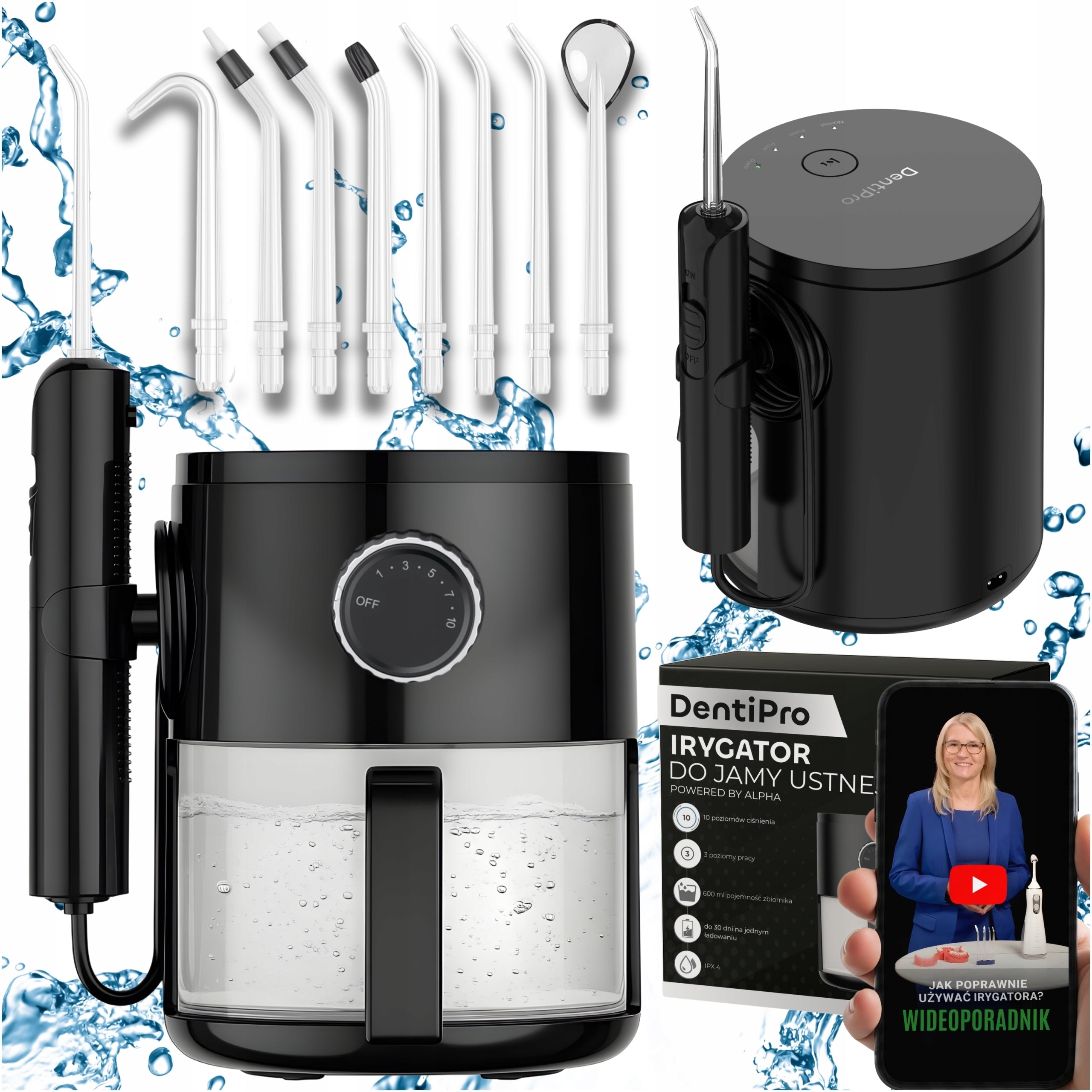 Tooth Irrigator DentiPro 3 Modes + 8 Nozzles - Wireless and Dental