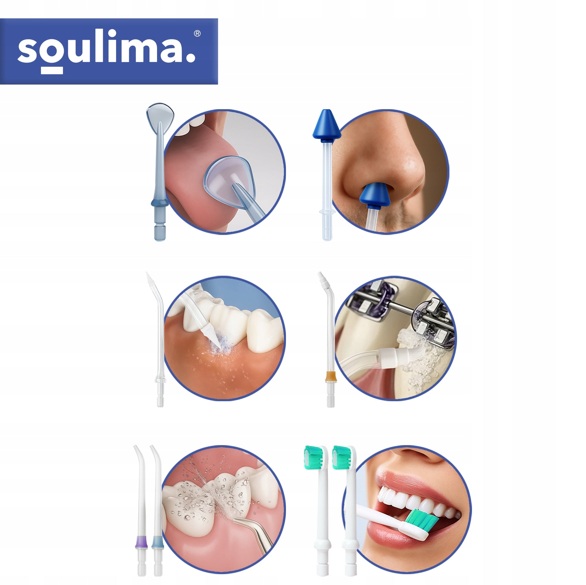 Tooth Irrigator Wireless Dental 8 Nozzles 5 Modes 2500mAh 300ml Manufacturer code Irygator do zębów bezprzewodowy Soulima 27935