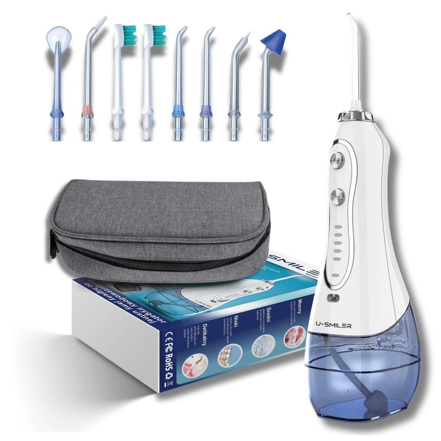 Tooth Irrigator Wireless Dental Strong 5 Working Modes 8 Nozzles Color white