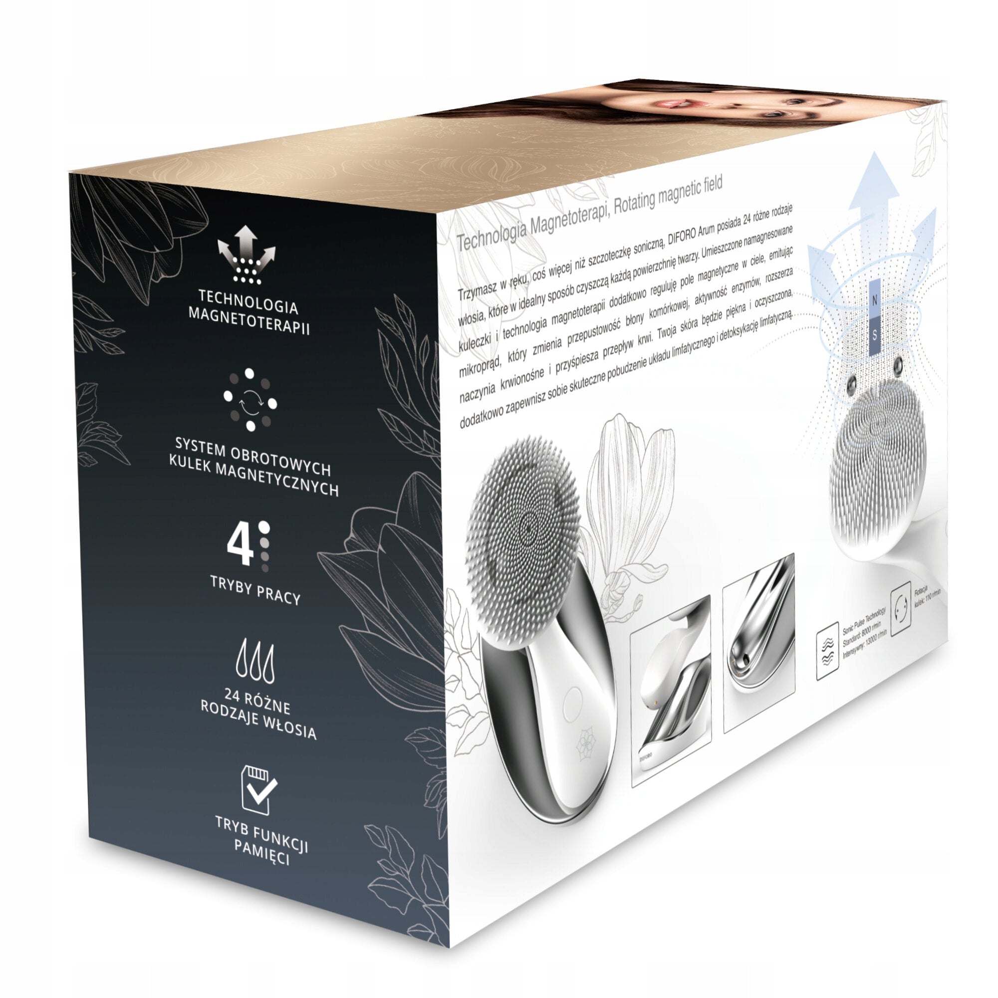 Toothbrush DIFORO Arum White and gold Power supply rechargeable battery