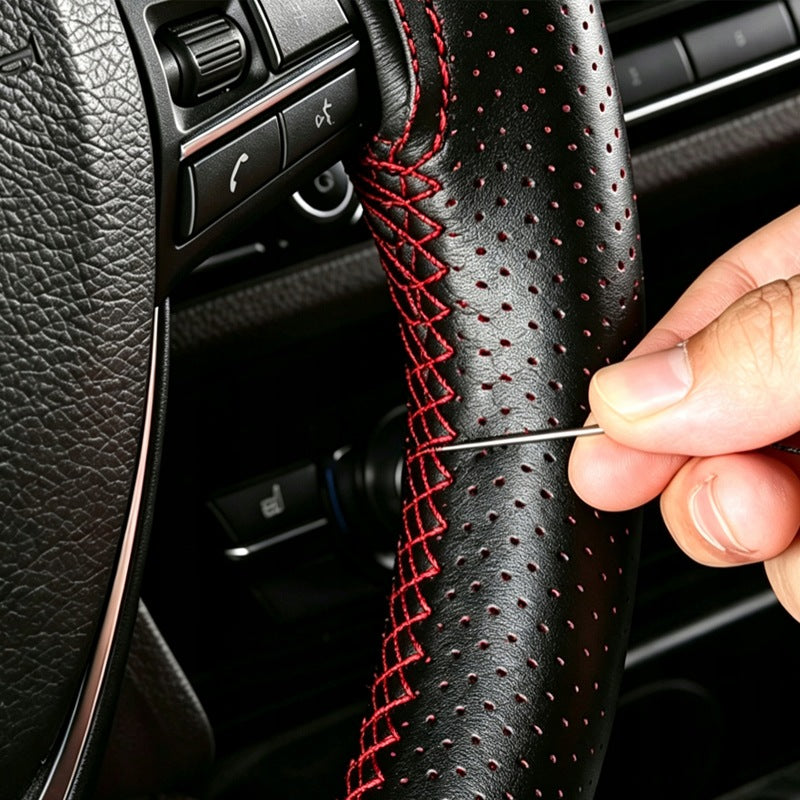 Top-grain cowhide handlebar covers with perforated leather edging Manufacturer's catalog number GMAB260714