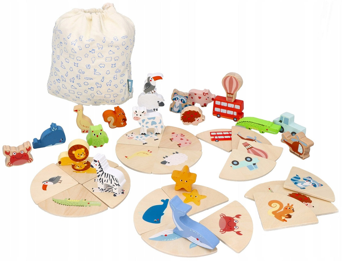 Touch game for children 2 years Guess the shape Animals Montessori vehicles