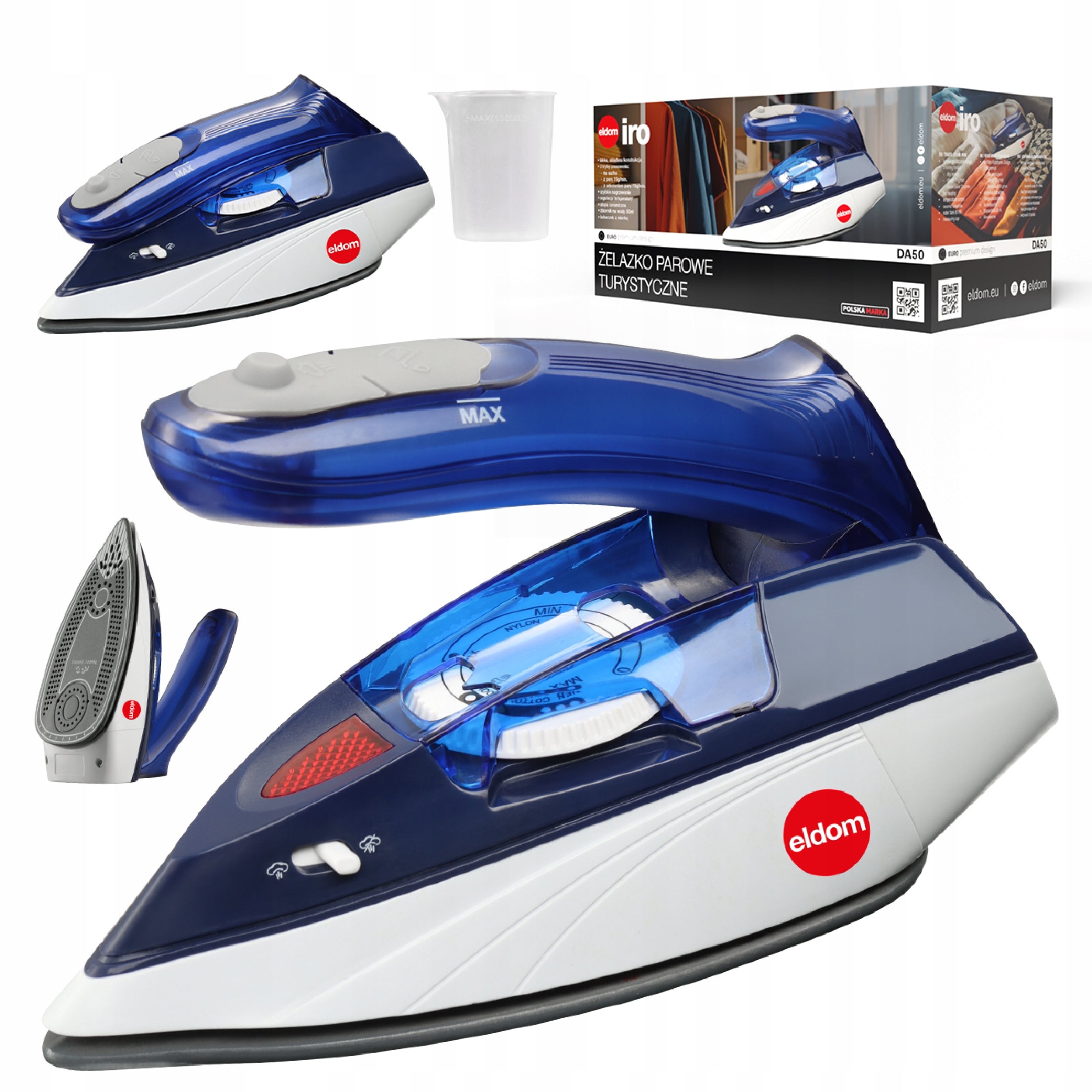 Tourist Iron DA50 Eldom Folding Steam 1100W Ceramic Foot