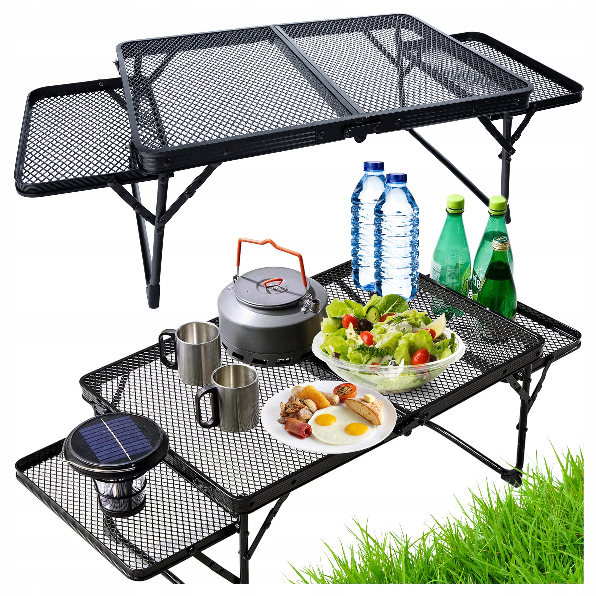 Tourist Table Camping Aluminum Portable 60x40cm Folding 2 Shelves