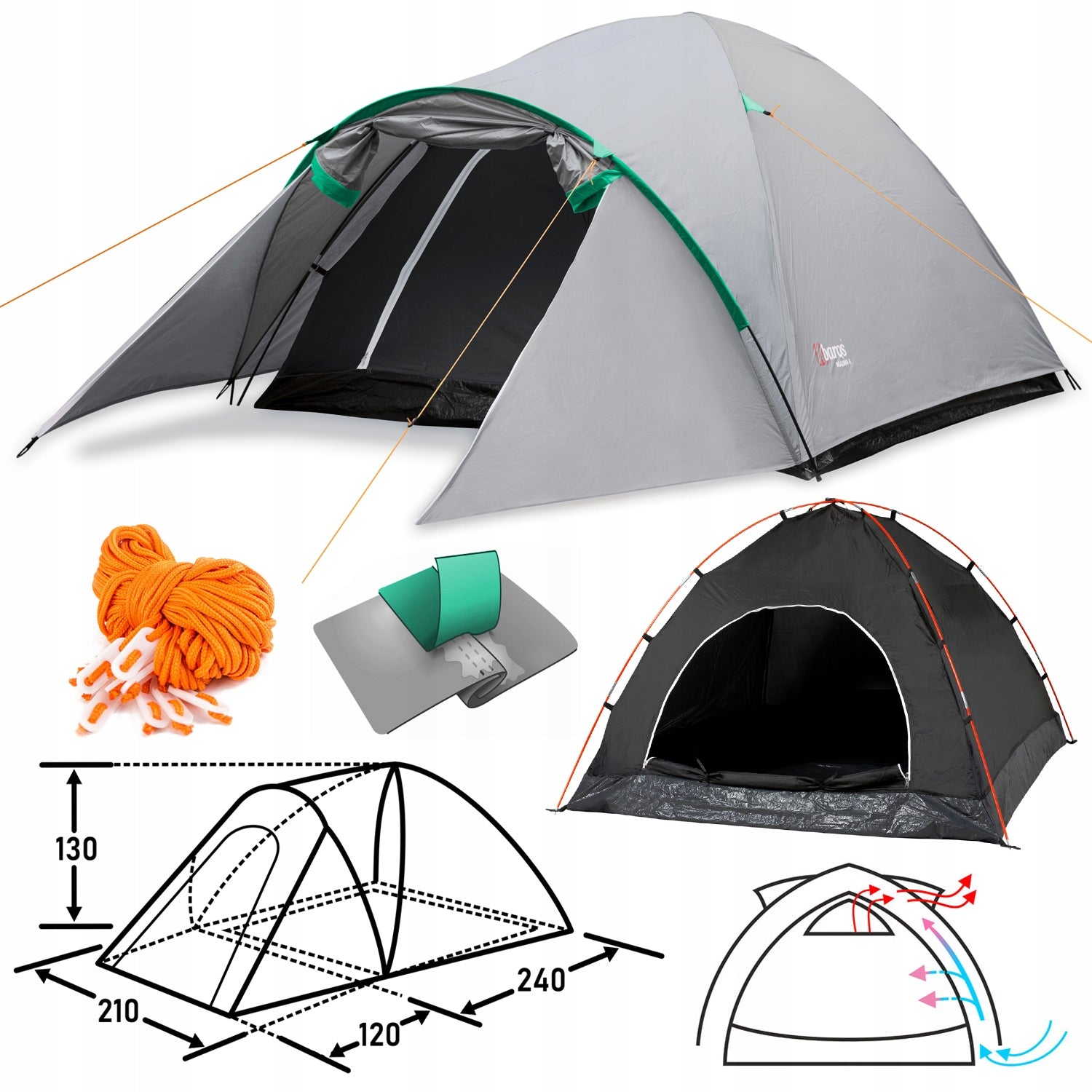 Tourist Tent Malwa 4 Person 3000 mm Tropical Waterproof AbarQs Kind travel