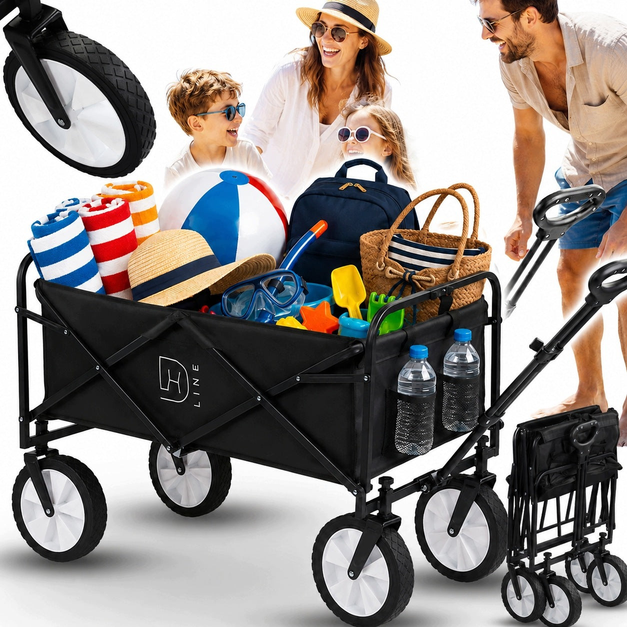Tourist Trolley Beach Transport FOLDING LARGE WHEELS TERRAIN 150l 100kg