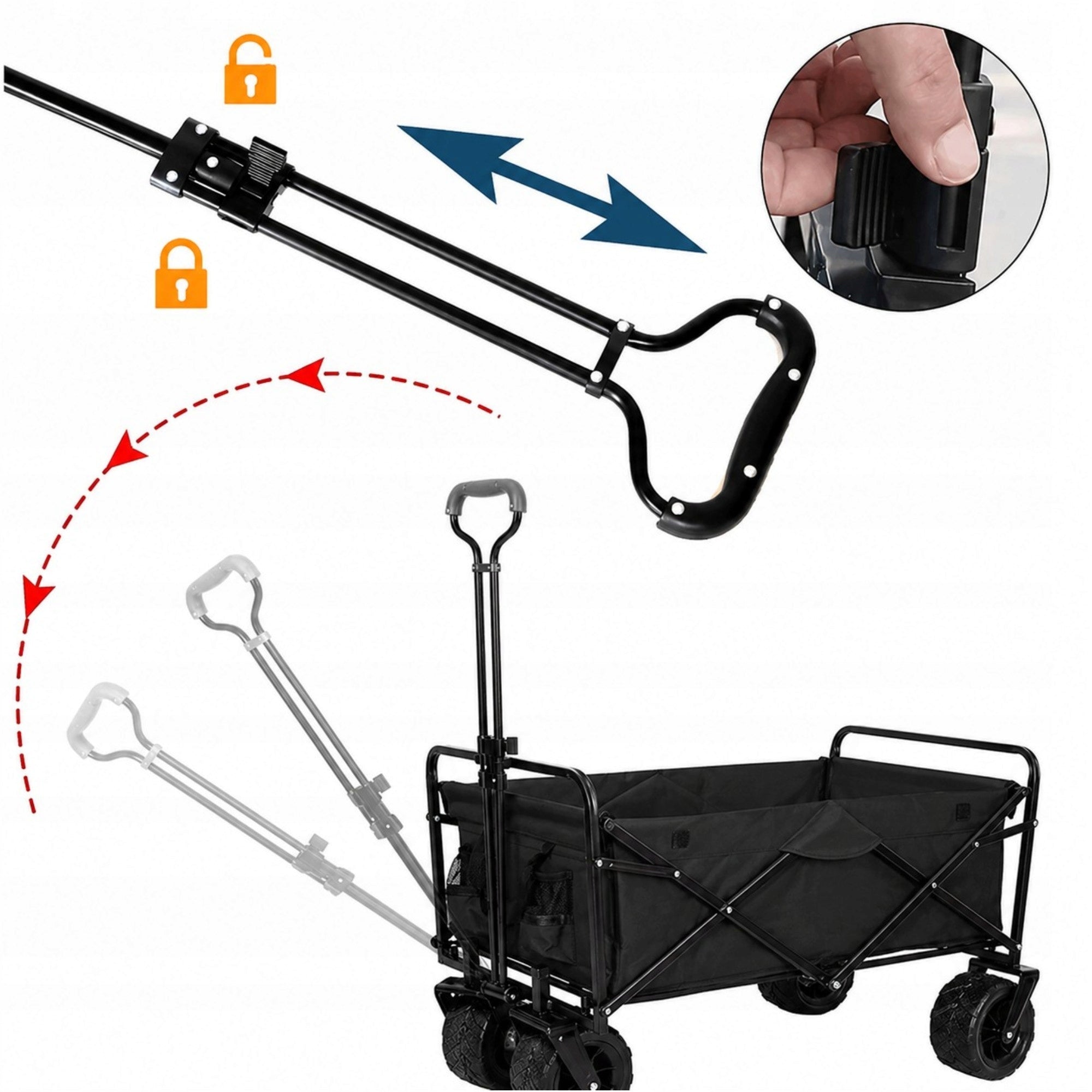 Tourist Trolley Folding Garden 120L 100kg Off-road Large Beach Wheels Capacity 120 l