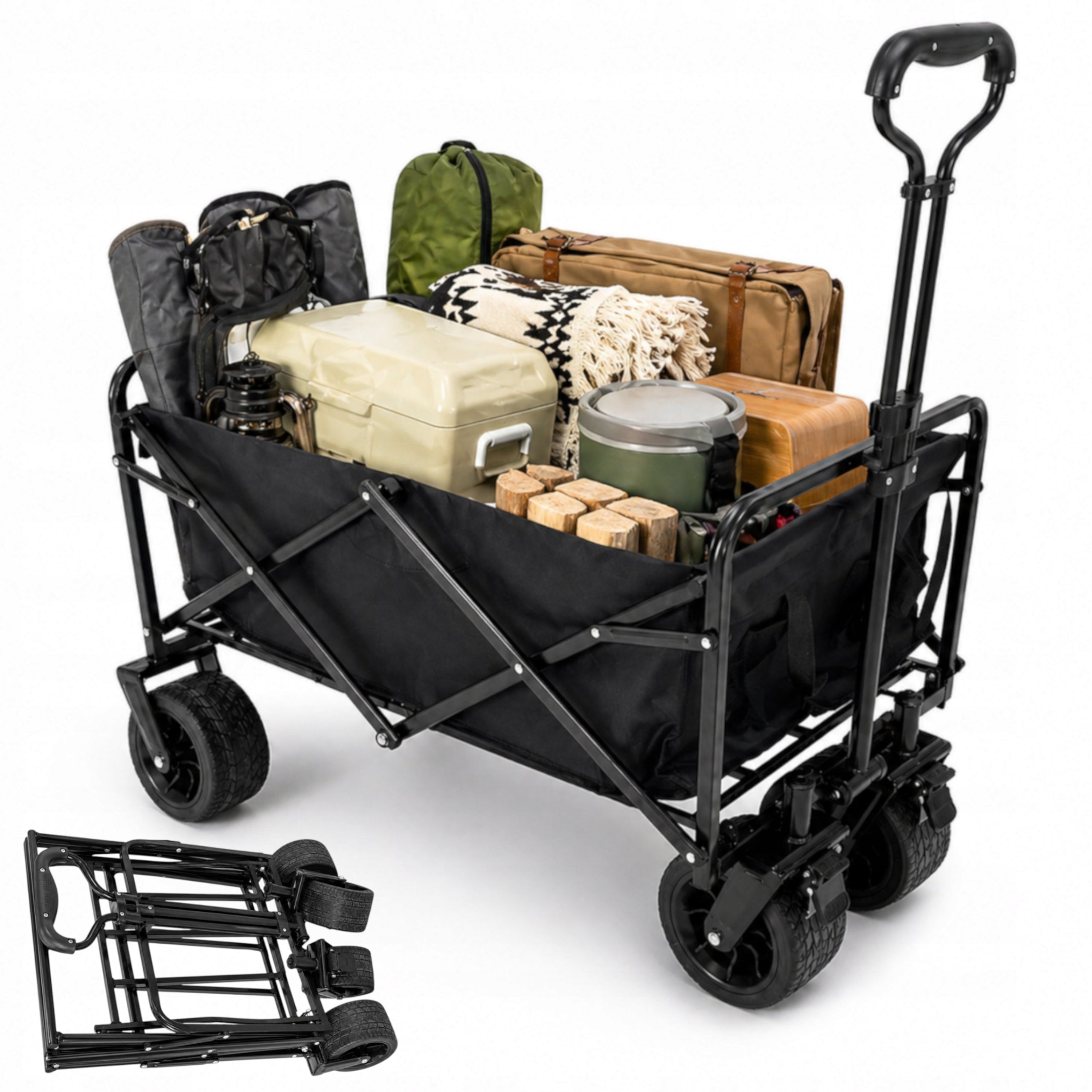 Tourist Trolley Folding Garden 120L 100kg Off-road Large Beach Wheels