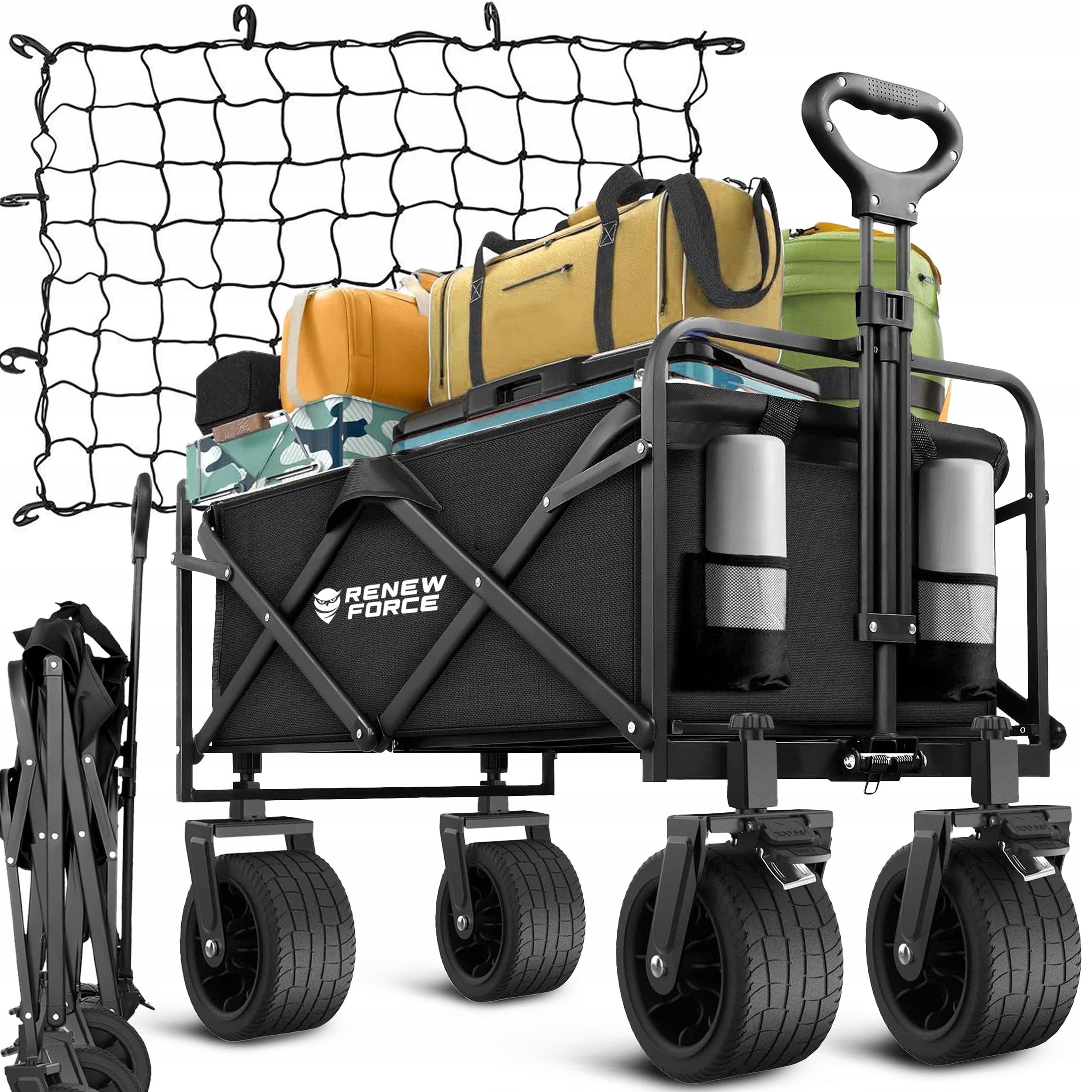 Tourist Trolley Folding Garden Transport Wheels OFF-ROAD 120L +GRID