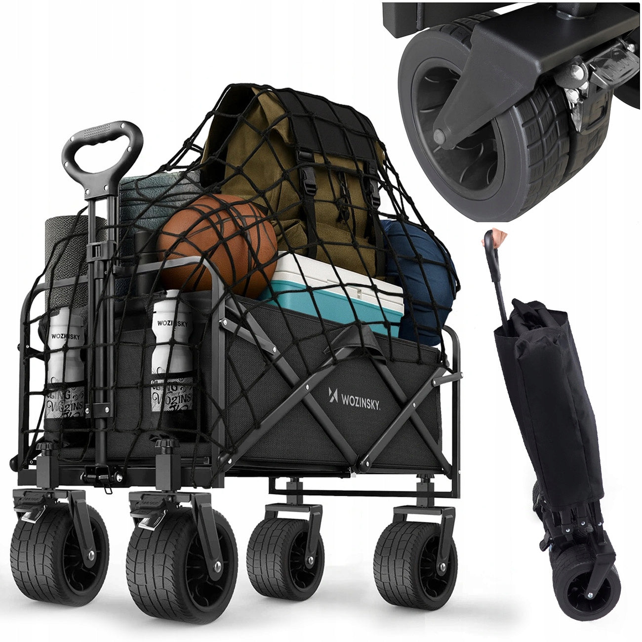 Tourist Trolley Folding Garden Transport Wheels OFF-ROAD 120L +GRID