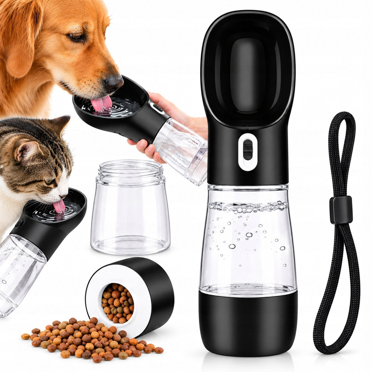 Tourist drinker for water and dog food travel bottle 2in1