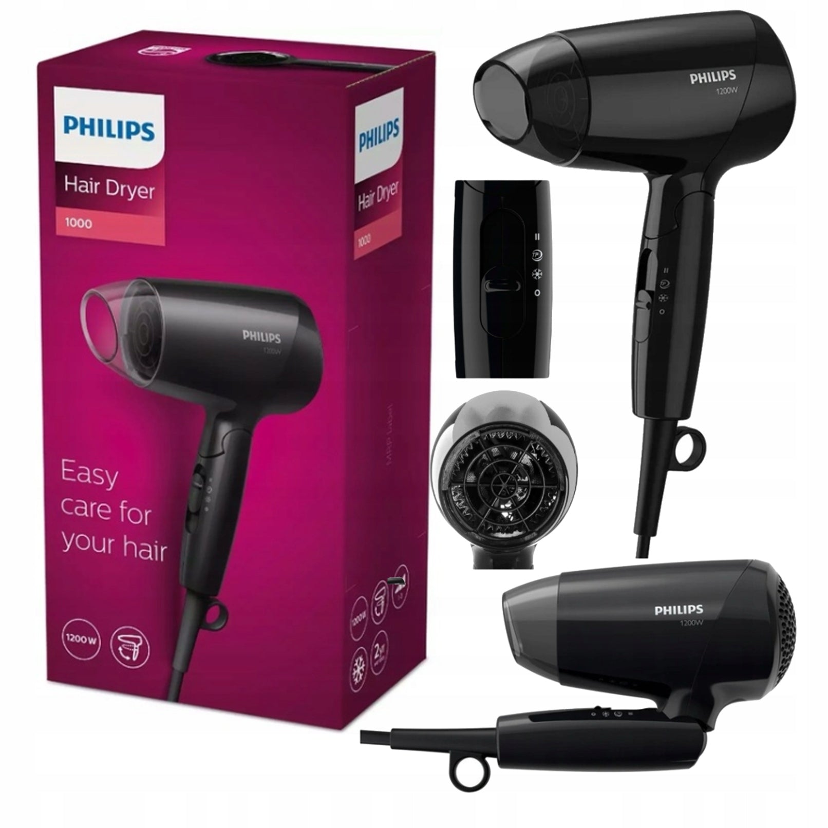 Tourist folding hair dryer Philips Essentia 1200W PREMIUM LINE