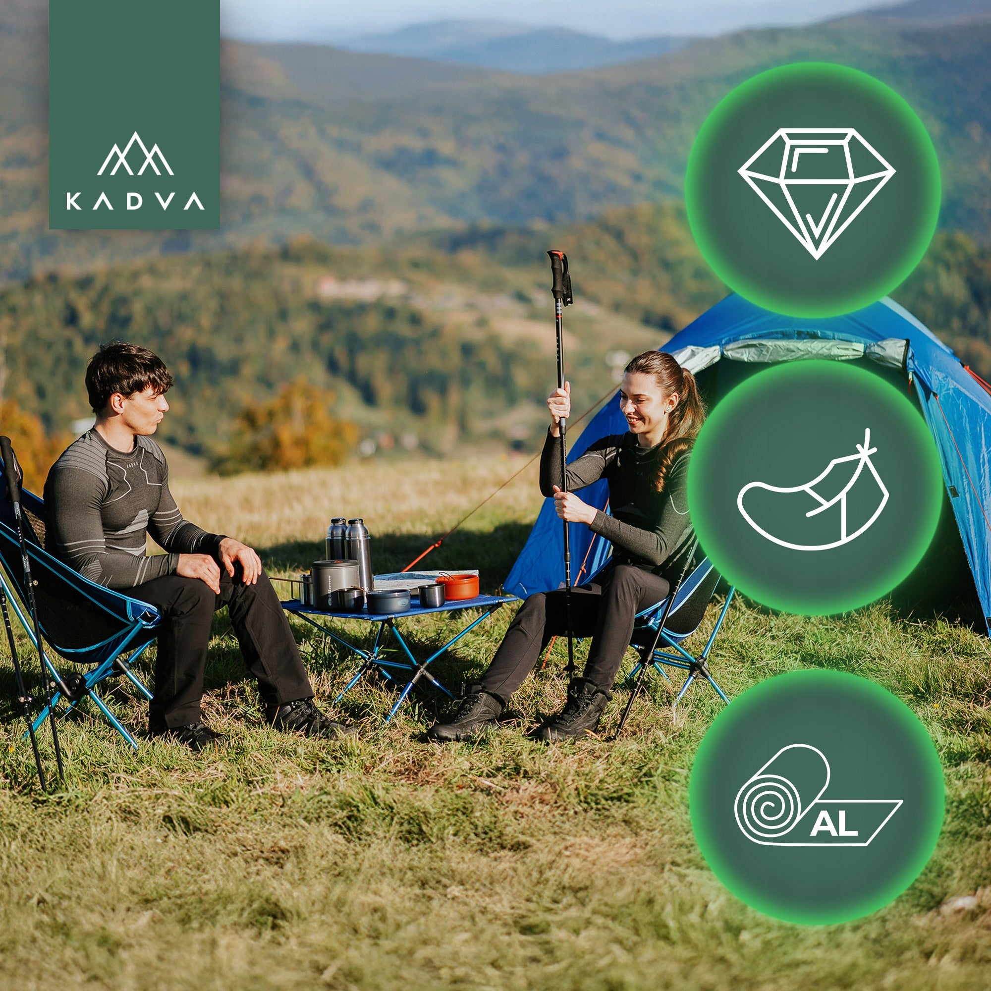 Tourist table KADVA Tablo blue Tourist FOLDING WITH COVER Manufacturer code KDV-B4B033-BL