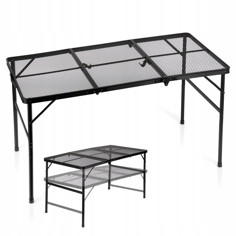 Tourist table folding aluminum black 2in1 120x60x37/66 cm