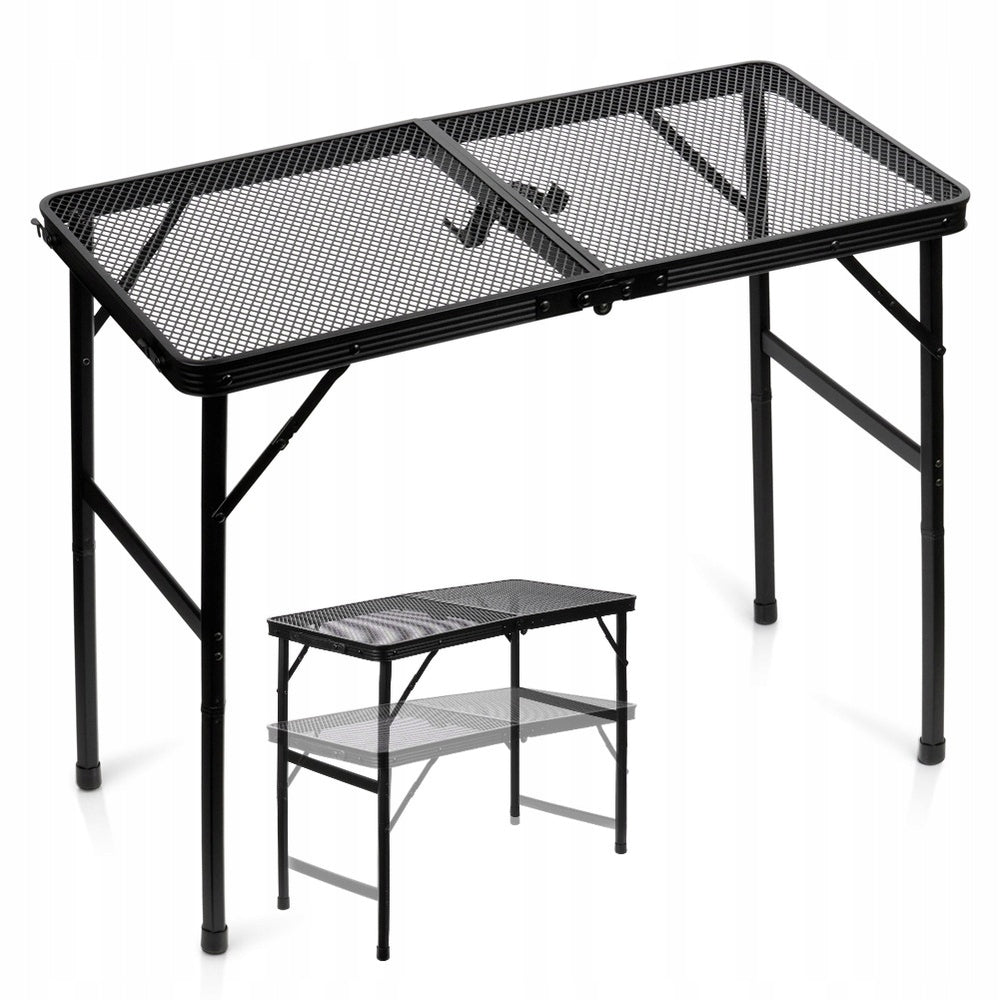 Tourist table folding aluminum black 2in1 80x40x37/66 cm