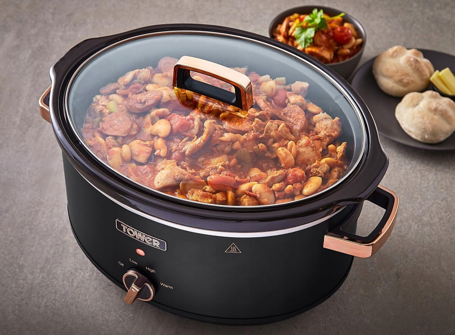 Tower T16043BLK slow cooker 6,5L 300W 3 levels black and rose gold Dominant color black