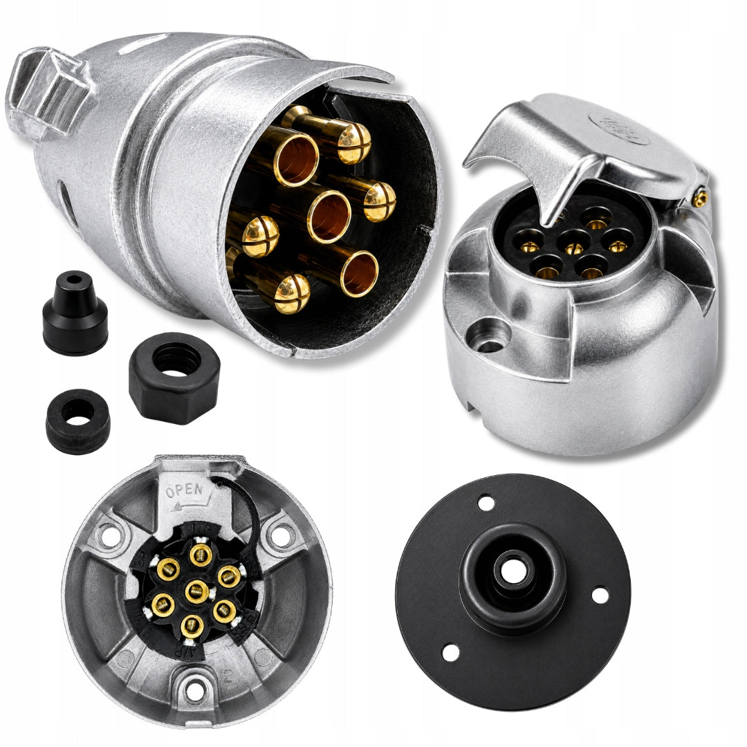Towing Hook Plug Socket 7 PIN Aluminum Trailer Cover Set
