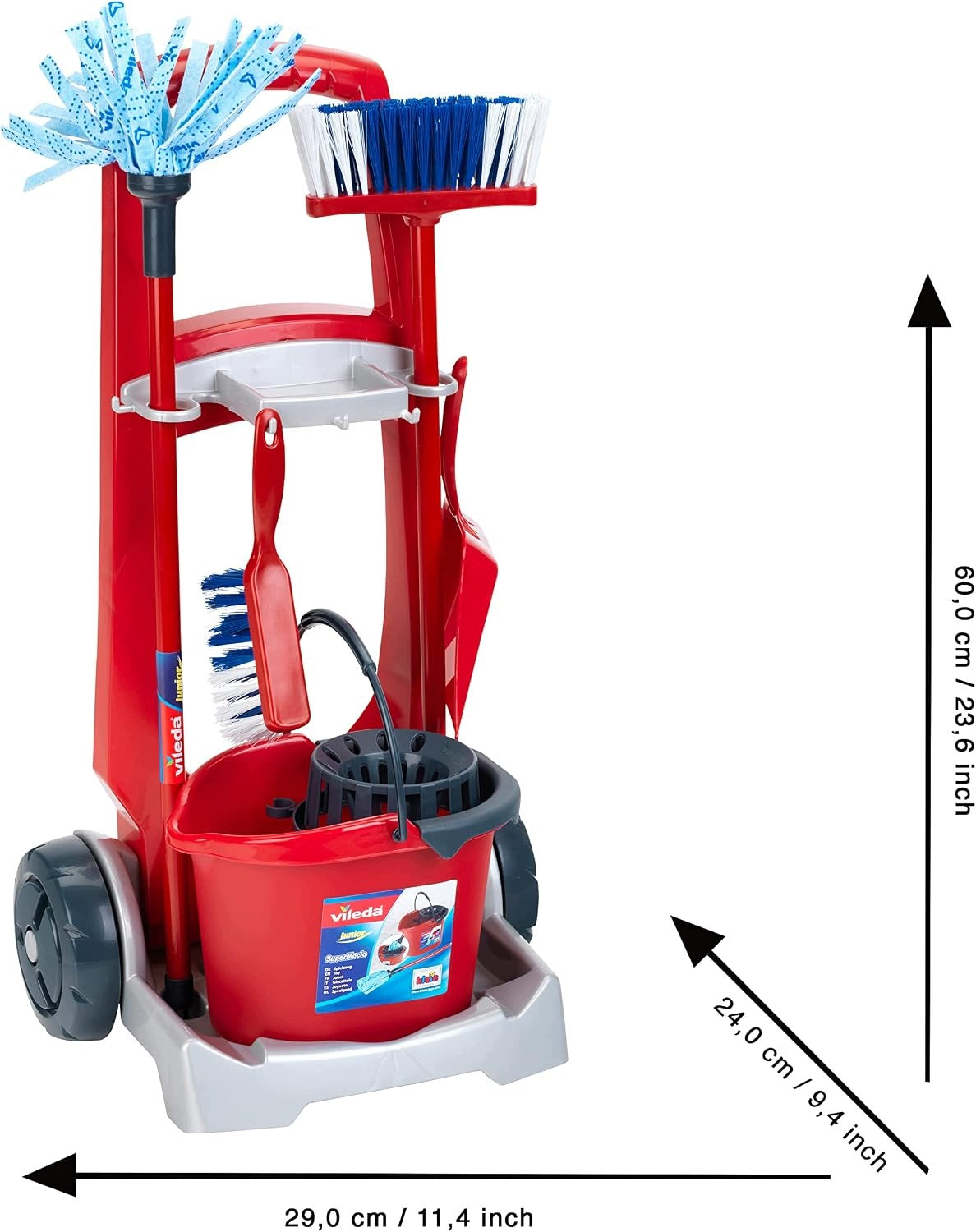 Toy Cleaning Cart with Mop and Bucket, Red Brand no brand