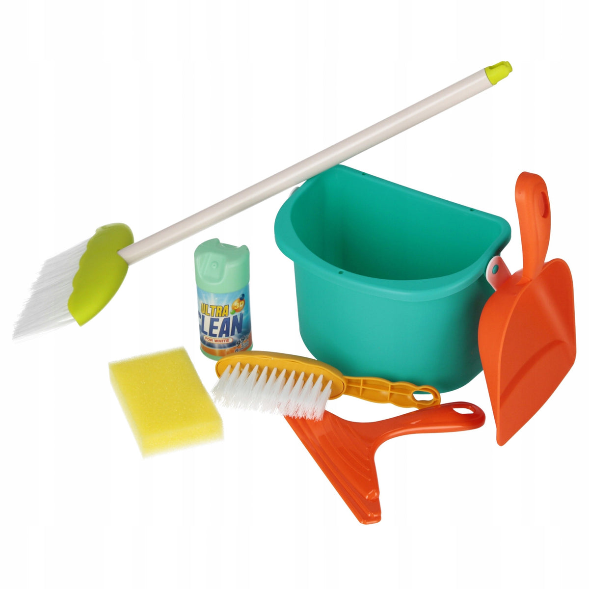 Toy Cleaning Kit for Kids, Broom, Drawer, Sponge, Bucket Brand Mega Creative