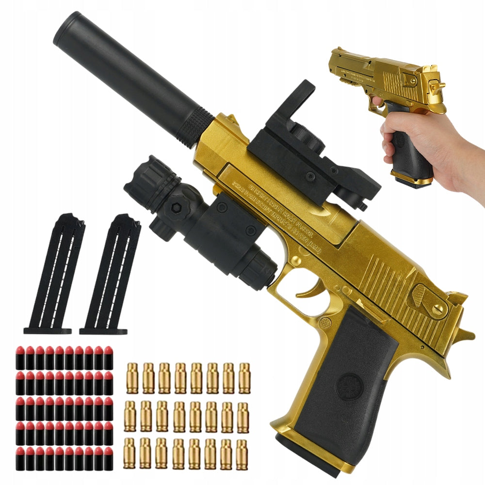 Toy Gun Gold Rifle with Auto Scale Ejection For Kids +50 Balls