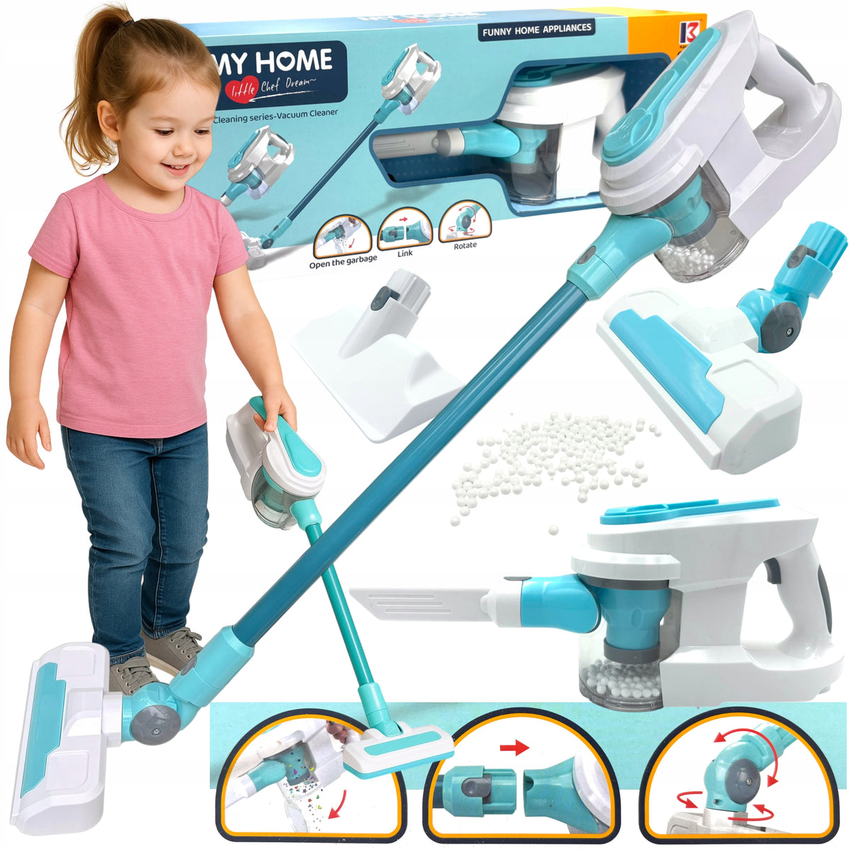 Toy Vacuum Cleaner Pulling Garbage Vacuum Cleaner for Baby Vertical Toy