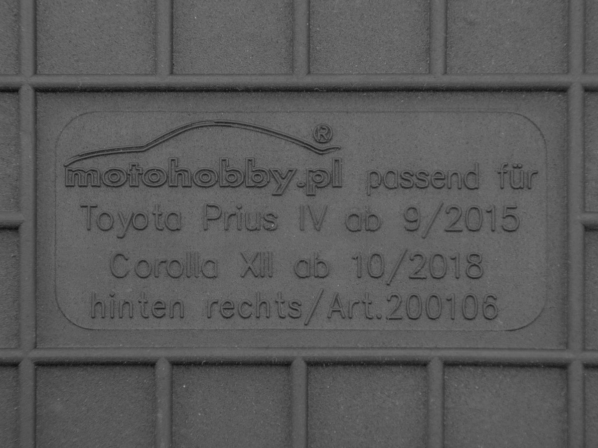 Toyota Corolla XII E21 CAR MATS RUBBER Manufacturer's catalog number 200107