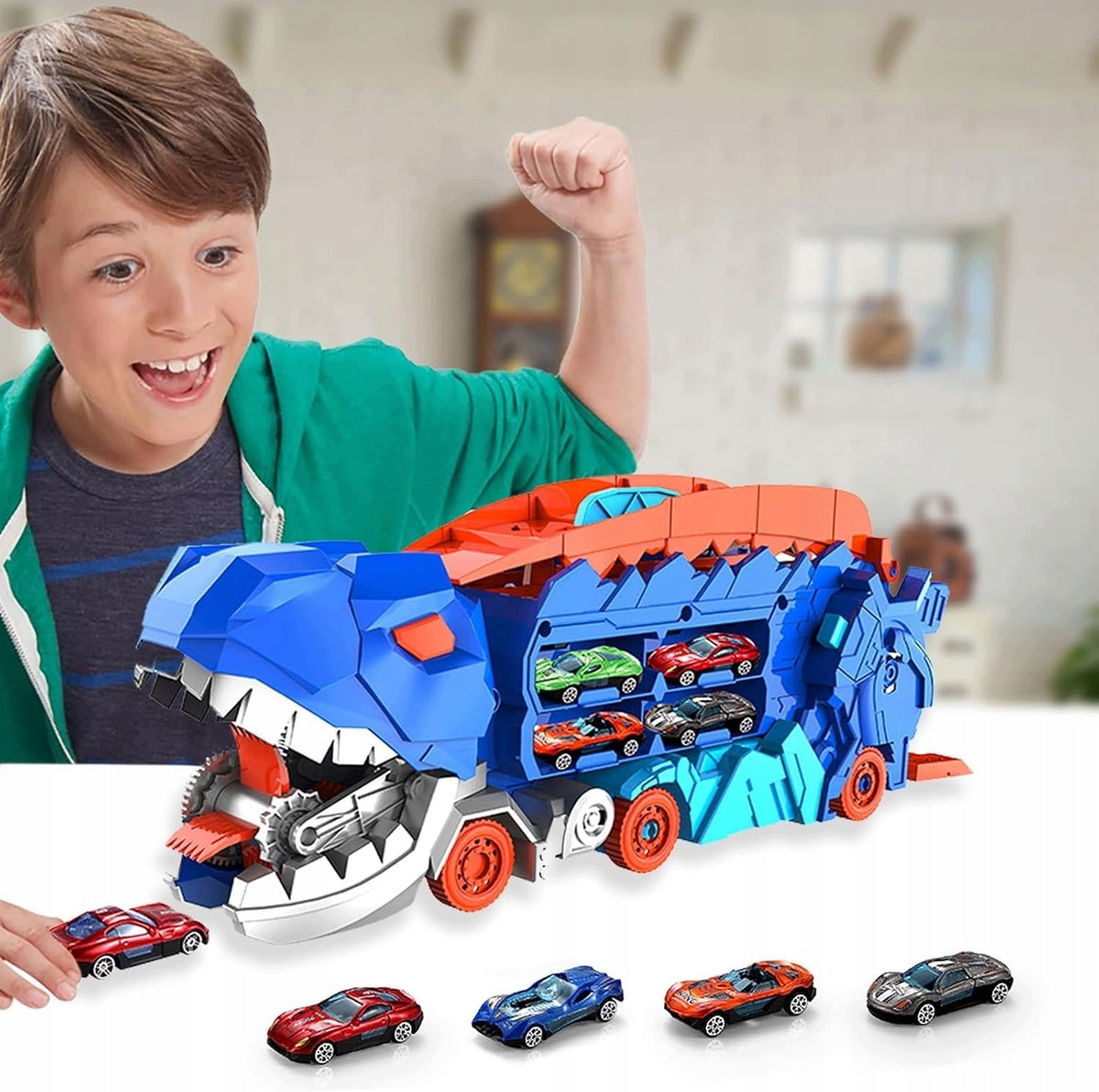 Track for cars with dinosaur 43cm transport and racing 4 cars Brand no brand