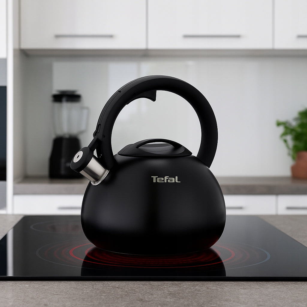 Traditional Black Steel Kettle TEFAL N418041 with Gas Whistle Induction Manufacturer code N4180410